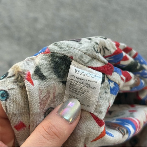 Tipsy Elves Men's All Over USA Cat Print Button Down Shirt America Patriotic - Picture 5 of 5